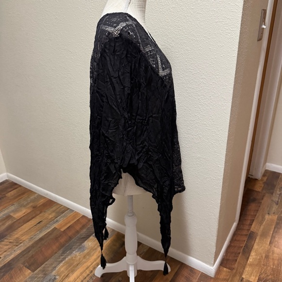 Anna & Ava Black Lace One Size V- Neck Kimono/Cover Up Oversized Top - Picture 5 of 13